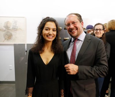Am 24. September 2019 setzte Bundesminister Alexander Schallenberg seiner Reise anl&auml;sslich der UN-Generalversammlung nach New York fort. Im Bild bei der Er&ouml;ffnung der Ausstellung &bdquo;Resident Alien: Austrian Architects in America&ldquo;.