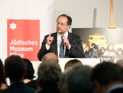 Am 8. November 2019 nahm Bundesminister Alexander Schallenberg (im Bild) an der Gedenkmatinee anl&auml;sslich der Novemberpogrome teil.