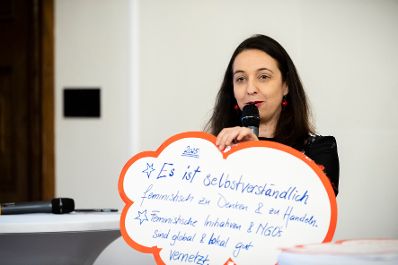 Am 22. Oktober 2019 er&ouml;ffnete Bundesministerin Ines Stilling (im Bild) den Expert*innen-Workshop zur Vorbereitung auf das 25-j&auml;hrige Jubil&auml;um der letzten Weltfrauenkonferenz in Peking &bdquo;Peking+25&ldquo;, in dem &uuml;ber innovative Ideen zur St&auml;rkung der Frauenrechte und Geschlechtergleichstellung diskutiert wird.