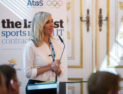 Am 8. September 2016 er&ouml;ffnet Staatssekret&auml;rin Muna Duzdar gemeinsam mit dem Direktor der Firma Atos, Gerald Gerstbauer, die Veranstaltung Sicherheitsforum.