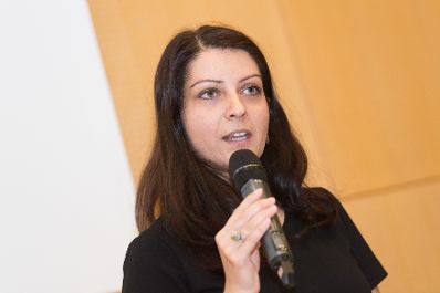 Am 16. November 2016 nahm Staatssekret&auml;rin Muna Duzdar (im Bild) an der Veranstaltung &quot;60 Jahre Koordinierungsausschuss f&uuml;r christlich-j&uuml;dische Zusammenarbeit&quot; teil.