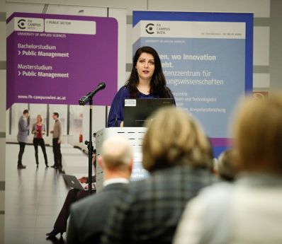 Am 22. November 2017 fand die Er&ouml;ffnung des Kompetenzzentrums f&uuml;r Verwaltungswissenschaften auf dem FH Campus Wien statt. Im Bild Staatssekret&auml;rin Muna Duzdar.