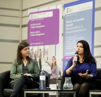Am 22. November 2017 fand die Er&ouml;ffnung des Kompetenzzentrums f&uuml;r Verwaltungswissenschaften auf dem FH Campus Wien statt. Im Bild Staatssekret&auml;rin Muna Duzdar (r.).