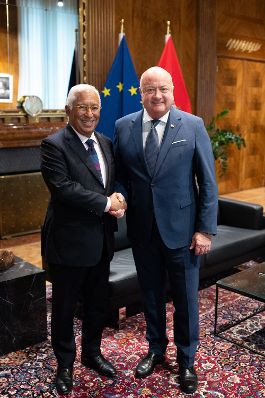 Am 3. September 2025 empfing Bundeskanzler Christian Stocker (r.) den Pr&auml;sidenten des Europ&auml;ischen Rates Ant&oacute;nio Costa (l.) zu einem Arbeitsgespr&auml;ch.