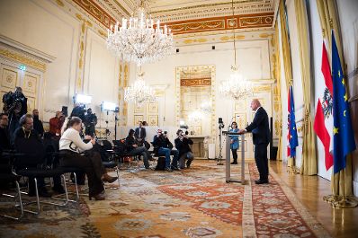 Am 2. M&auml;rz 2026 gab Bundeskanzler Christian Stocker (im Bild) ein Pressestatement zu den aktuellen Entwicklungen im Nahen Osten.