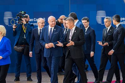 Am 19. M&auml;rz 2026 nahm Bundeskanzler Christian Stocker (3.v.l.) an dem Treffen der EU-Staats- und Regierungschefs in Br&uuml;ssel teil.
