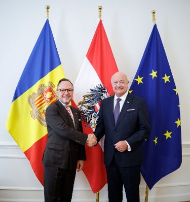 Am 28. Mai 2026 empfing Bundeskanzler Christian Stocker (r.) den Premierminister von Andorra Xavier Espot Zamora (l.) zu einem Arbeitsbesuch im Bundeskanzleramt.