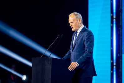 Am 25. Juni 2026 nahm Bundeskanzler Christian Stocker an der Ukraine Recovery Konferenz in Danzig teil. Im Bild Donald Tusk, Ministerpr&auml;sident der Republik Polen.
