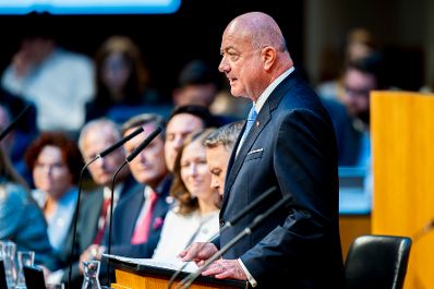 Am 8. Juli 2026 sprach Bundeskanzler Christian Stocker (im Bild) in der Aktuellen Budget Generaldebatte im Nationalrat zum Thema &uuml;ber das &bdquo;Doppelbudget 2027/28&ldquo; im Parlament.