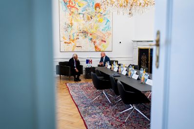 Am 15. September 2026 empfing Bundeskanzler Christian Stocker (r.) den Pr&auml;sidenten des Europ&auml;ischen Rates Ant&oacute;nio Costa (l.), zu einem Arbeitsbesuch im Bundeskanzleramt. Im Bild bei einem Arbeitsgespr&auml;ch.