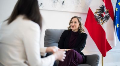 Am 26. M&auml;rz 2025 empfing Bundesministerin Claudia Plakolm (r.) die EU-Abgeordnete Sophia Kircher (l.) zu einem Arbeitsgespr&auml;ch.