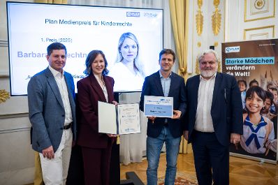 Am 9. Dezember 2025 nahm Bundesministerin Claudia Plakolm an der Verleihung des &bdquo;Plan Medienpreises f&uuml;r Kinderrechte&ldquo; im Bundeskanzleramt teil.