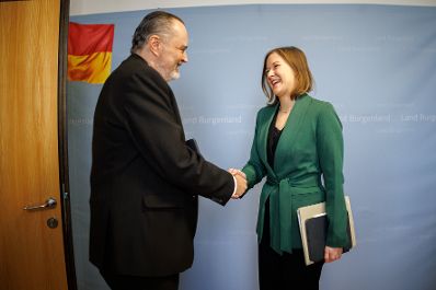 Am 16. J&auml;nner 2026 besuchte Bundesministerin Claudia Bauer (r.) im Rahmen ihres Bundesl&auml;ndertages den Landeshauptmann von Burgenland Pans Peter Doskozil (l.).