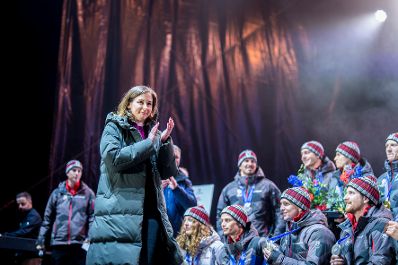 Am 23. Februar 2026 nahm Bundesministerin Claudia Bauer am Empfang der &ouml;sterreichischen Olympia-Medaillengewinner in Innsbruck teil.
