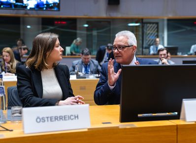 Am 17. M&auml;rz 2026 reiste Bundesministerin Claudia Bauer (l.) nach Br&uuml;ssel und nahm am Rat f&uuml;r &bdquo;Allgemeine Angelegenheiten&ldquo; der Europ&auml;ischen Union teil.