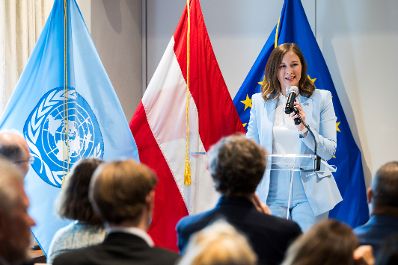 Am 13. Juli 2026 reiste Bundesministerin Claudia Bauer zu einem mehrt&auml;gigen Arbeitsbesuch nach New York. Im Bild bei der Veranstaltung &bdquo;Youth at the Crossroads&ldquo;.