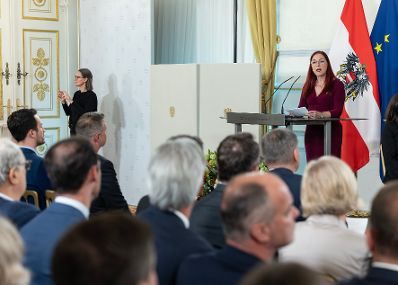 Am 8. Mai 2026 fand der Festakt zum Gedenken an die Befreiung vom Nationalsozialismus und an die Beendigung des Zweiten Weltkrieges in Europa im Bundeskanzleramt statt. Im Bild Hannah Lessing, Generalsekret&auml;rin des Nationalfonds der Republik &Ouml;sterreich f&uuml;r Opfer des Nationalsozialismus.