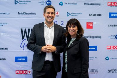 Am 23. September 2025 nahm Staatssekret&auml;r Alexander Pr&ouml;ll (l.) am WIENERIN Gr&uuml;nderinnentag 2025 in der Wirtschaftskammer &Ouml;sterreich teil. Im Bild mit Martha Schultz (r.) der Vizepr&auml;sidentin der Wirtschaftskammer &Ouml;sterreich.