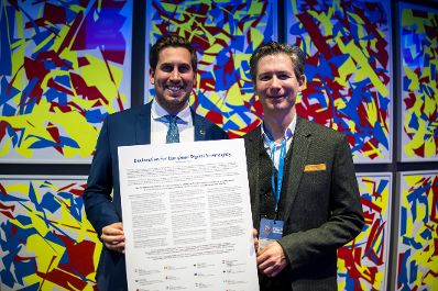 Am 17. November 2025 reiste Staatssekret&auml;r Alexander Pr&ouml;ll (l.) zu einem Arbeitsbesuch nach Berlin. Im Bild beim Gipfel zur Digitalen Souver&auml;nit&auml;t.