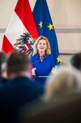 Am 5. M&auml;rz 2026 fand anl&auml;sslich des Weltfrauentags eine Veranstaltung im Bundeskanzleramt statt. Im Bild Bundesministerin Eva-Maria Holzleitner (im Bild).