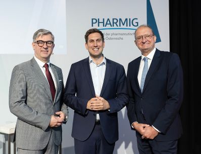Am 29. Mai 2026 nahm Staatssekret&auml;r Alexander Pr&ouml;ll (m.) an der Pharmig Generalversammlung teil.