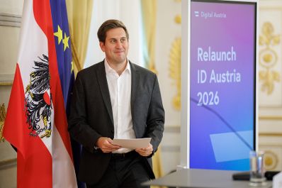 Am 18. Juni 2026 gab Staatssekret&auml;r Alexander Pr&ouml;ll (im Bild) eine Pressekonferenz anl&auml;sslich des Relaunch der ID Austria 2026.