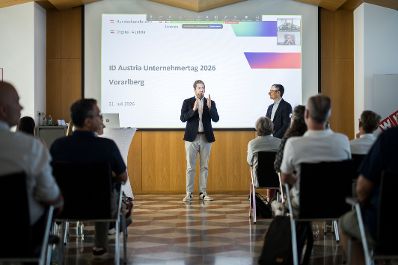 Am 31. Juli 2026 nahm Staatssekret&auml;r Alexander Pr&ouml;ll (im Bild) am ID Austria Unternehmertag 2026 in Feldkirch teil.