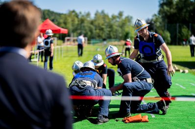 Am 15. August 2026 nahm Staatssekret&auml;r Alexander Pr&ouml;ll an der ID Austria Servicetour 2026 in Krumbach teil. Im Bild beim Vergleichsbewerb der Freiwillige Feuerwehr Krumbach.