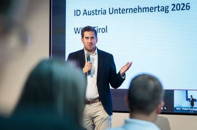 Am 27. August 2026 nahm Staatssekret&auml;r Alexander Pr&ouml;ll (im Bild) im Rahmen seines Bundesl&auml;ndertages in Tirol, am ID Austria Unternehmertag 2026 in Innsbruck teil.