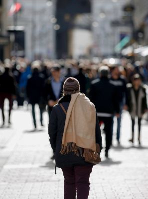 Passanten in den Wiener Einkaufsstra&szlig;en. Schlagw&ouml;rter: Passanten, Menschen, einkaufen, Stadt, Gesch&auml;fte, Stra&szlig;en, Touristen