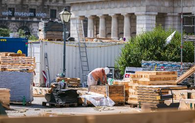 Baustelle, Arbeiter, Sommer, Wien