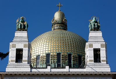 Die Kirche am Steinhof auf der Baumgartner H&ouml;he. Schlagw&ouml;rter: Otto Wagner, Kirche, Baumgartner H&ouml;he, Architektur, Architekt, Jugendstil