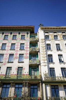 Die Wienzeilenh&auml;user von Otto Wagner. Schlagworte: Otto Wagner, Wienzeilenhaus, Wienzeilenh&auml;user, Architektur