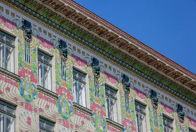 Die Wienzeilenh&auml;user von Otto Wagner. Schlagworte: Otto Wagner, Wienzeilenhaus, Wienzeilenh&auml;user, Architektur