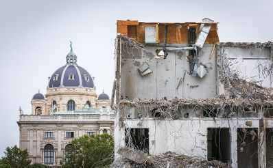 Baustelle, Heldenplatz, Parlament Pavillons, Sommer, Heldenplatz