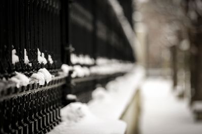Geb&auml;ude und Impressionen der Wiener Innenstadt im Winter. Schlagw&ouml;rter: Wien, Innenstadt, 1. Bezirk, Schnee, Winter, Park, Volksgarten, Zaun