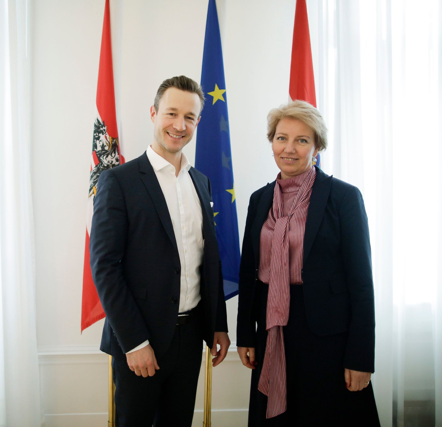 Am 27. März 2019 empfing Bundesminister Gernot Blümel (l.) die kroatische Staatssekretärin Andreja Metelko-Zgombic (r.) zu einem Arbeitsgespräch.