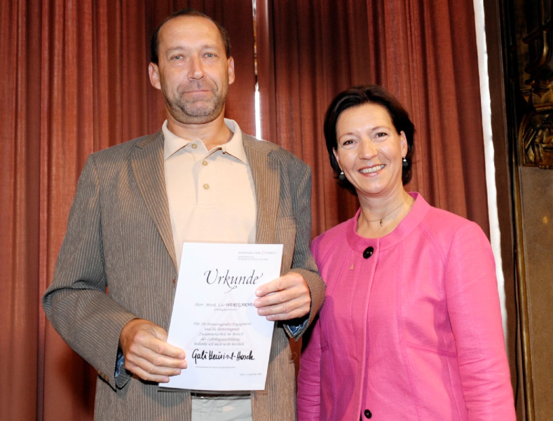 Bundesministerin für Frauenangelegenheiten und Öffentlichen Dienst, Gabriele Heinisch-Hosek beim 1. LehrlingausbildnerInnentag des Bundes.