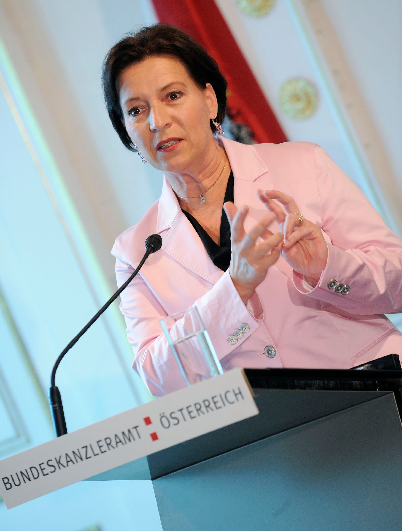 Bundesministerin Heinisch-Hosek bei der Präsentation des Frauenberichtes 2010 im Bundeskanzleramt.