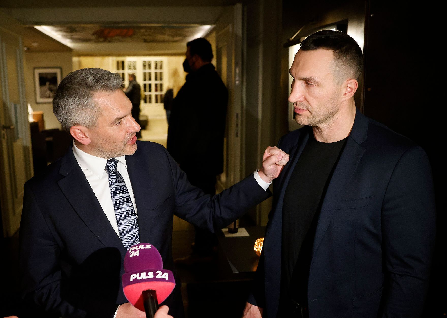 Am 31. März 2022 reiste Bundeskanzler Karl Nehammer (l.) zu einem Arbeitsbesuch nach Berlin. Im Bild mit Wladimir Klitschko (r.).