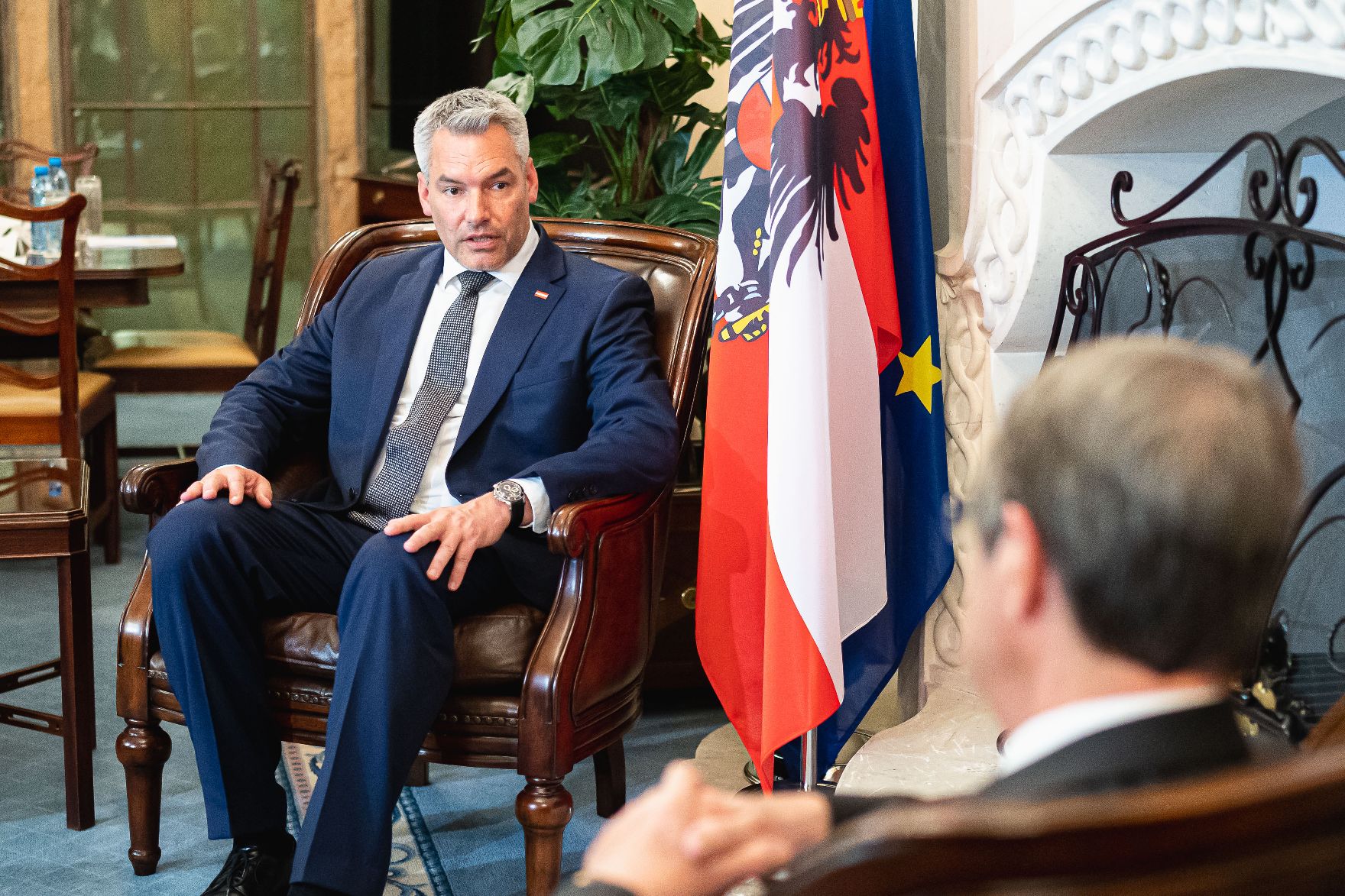 Am 13. Juli 2022 reiste Bundeskanzler Karl Nehammer (l.) nach Nikosia. Im Bild beim Treffen mit Präsident Nicos Anastasiades (r.).