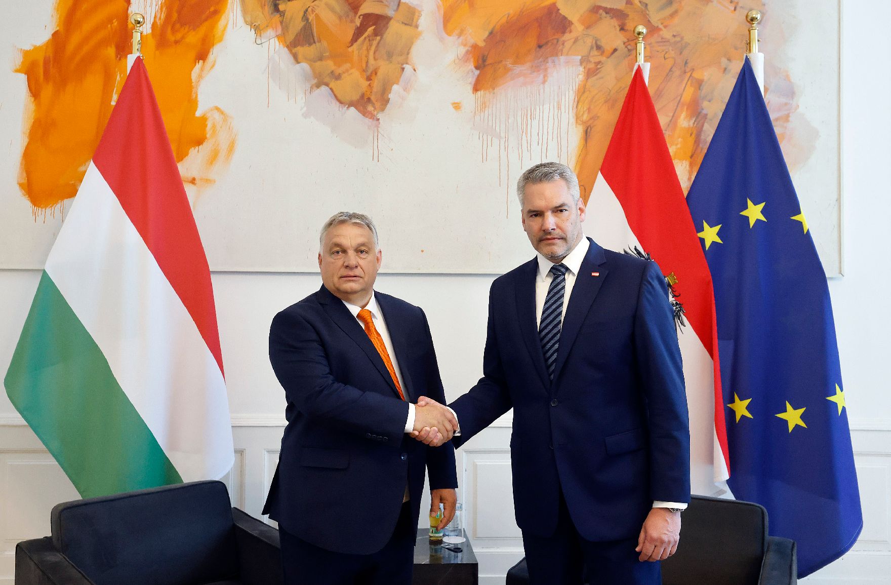 Am 28. Juli 2022 empfing Bundeskanzler Karl Nehammer (r.) den ungarischen Ministerpräsident Viktor Orban (l.).