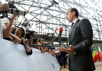 Am 22. Juni 2017 begann in Brüssel der zweitägige Europäische Rat der Staats- und Regierungschefs. Im Bild Bundeskanzler Christian Kern beim Pressestatement.