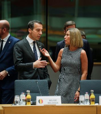 Am 22. Juni 2017 begann in Brüssel der zweitägige Europäische Rat der Staats- und Regierungschefs. Im Bild Bundeskanzler Christian Kern (l.) mit der Hohen Vertreterin der EU für Außen- und Sicherheitspolitik Federica Mogherini (r.).