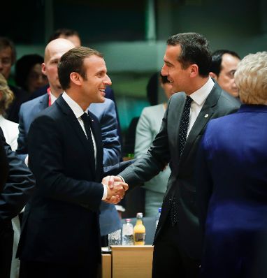 Am 22. Juni 2017 begann in Brüssel der zweitägige Europäische Rat der Staats- und Regierungschefs. Im Bild Bundeskanzler Christian Kern (r.) mit dem französischen Präsidenten Emmanuel Macron (l.).