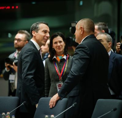 Am 14. Dezember 2017 begann in Brüssel der zweitägige Europäische Rat der Staats- und Regierungschefs. Im Bild Bundeskanzler Christian Kern (l.) mit dem bulgarischen Premierministers Boyko Borisov (r.).