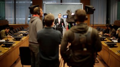 Am 15. Dezember 2017 endete in Brüssel der zweitägige Europäische Rat der Staats- und Regierungschefs. Im Bild Bundeskanzler Christian Kern beim Pressestatement.