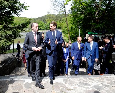 Am 9. Mai 2019 nahm Bundeskanzler Sebastian Kurz (m.) am EU-Gipfel in Sibiu teil.