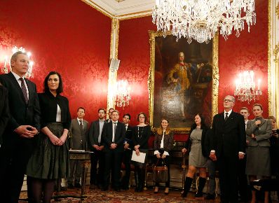 Am 18. Dezember 2017 wurde die neue Bundesregierung vom Bundespräsidenten in der Präsidentschaftskanzlei angelobt. Links im Bild Elisabeth Köstinger mit Mario Kunasek.