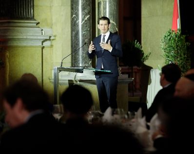 Am 20. November 2018 fand ein Abendempfang anlässlich der Antisemitismuskonferenz statt. Im Bild Bundeskanzler Sebastian Kurz.